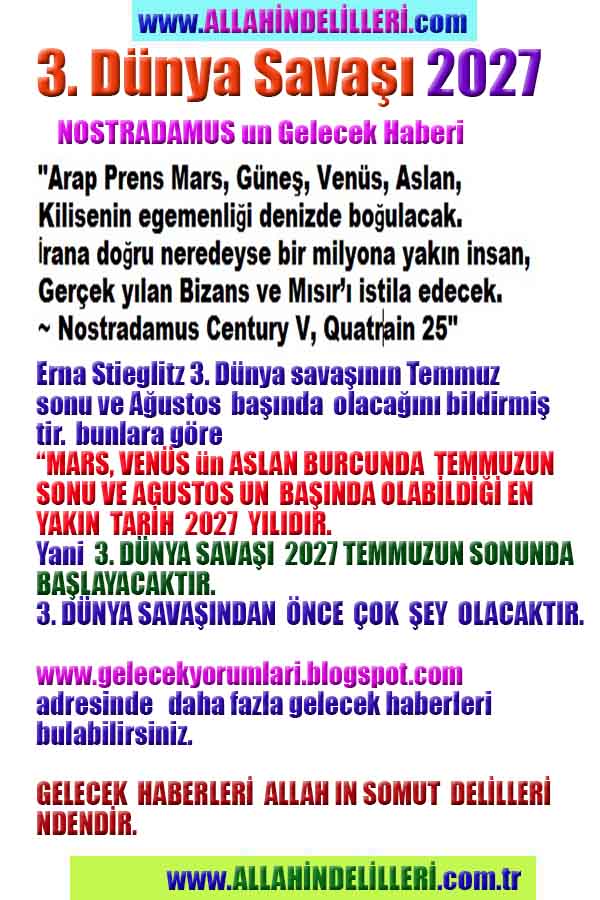 3. dünya savaşı ne zaman armagedon tarihi 2027